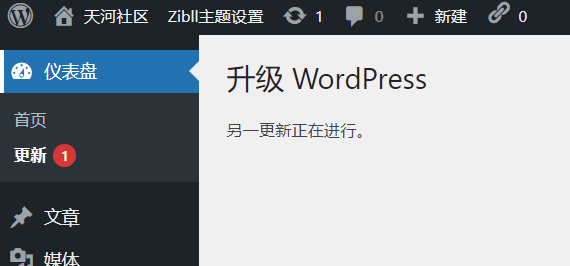 Wordpress升级提示“另一更新正在进行”的处理方式
